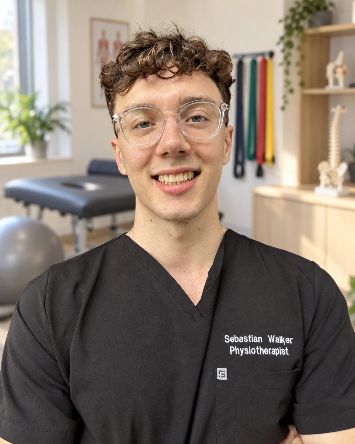 Sebastian Walker, physiotherapist, in the treatment room